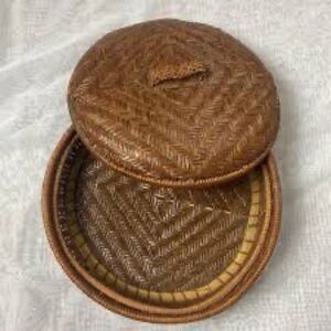 Vintage Handmade Bamboo Woven Basket